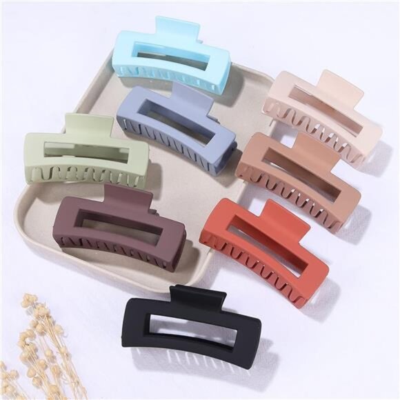 jaw clips 8 Pack Rectangle Large Hair Claw for Women and Girls Matte Nonslip - Picture 4 of 8